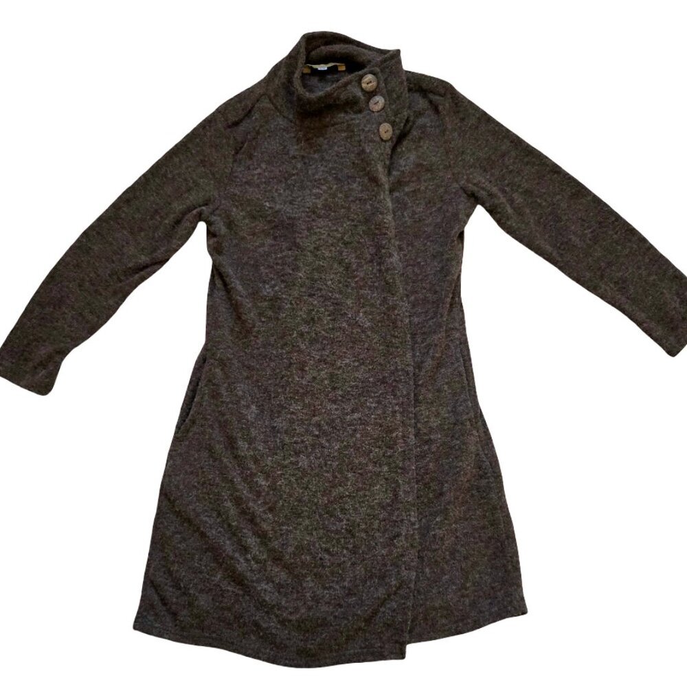 WindHorse Women’s Sweater Cardigan S/M Brown Mock Neck Bohemian Twee Cozy